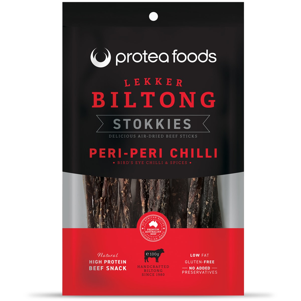 Protea Foods South African Biltong Stokkies Peri Peri 100g