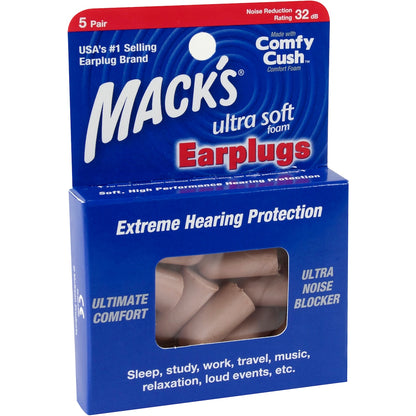 Macks Ear Plugs Ultra Foam 5 pack