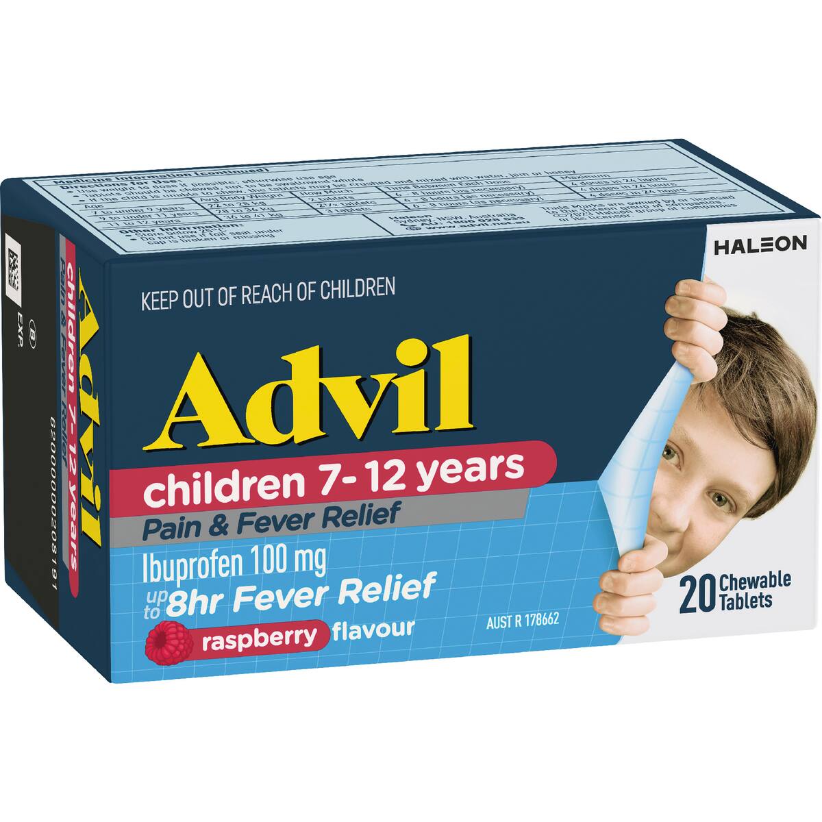 Advil Childrens Pain & Fever Relief Ibuprofen Chewable Tablets 20 Pack