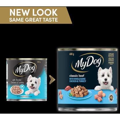 My Dog Adult Wet Dog Food Classic Loaf with Chicken & Turkey Can 680g