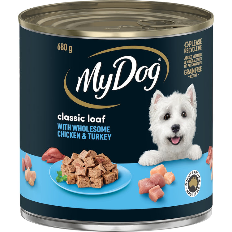My Dog Adult Wet Dog Food Classic Loaf with Chicken & Turkey Can 680g