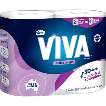 Viva Double Length Paper Towel 2 X 120 Pack