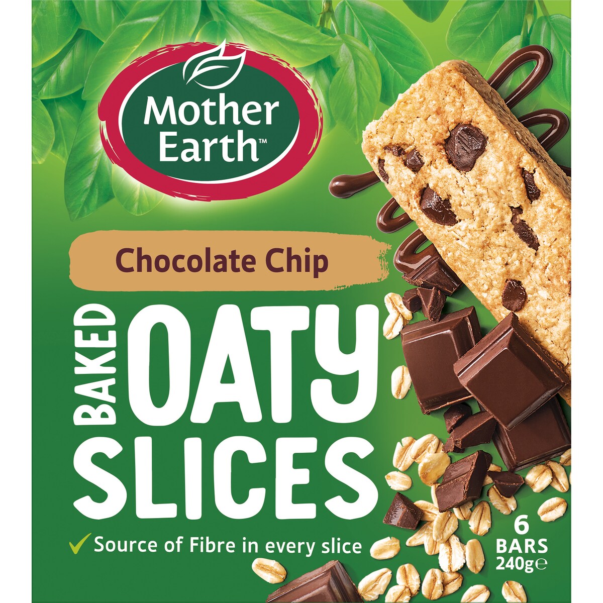 Mother Earth Chocolate Chip Oaty Slice 6 Pack 240g