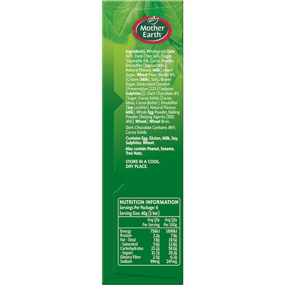 Mother Earth Chocolate Chip Oaty Slice 40g X 6 Pack