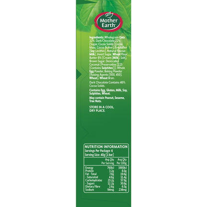 Mother Earth Chocolate Chip Oaty Slice 6 Pack 240g