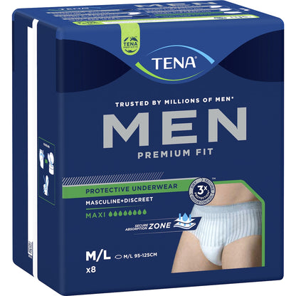 Tena Men Premium Fit Protective Underwear Level 4 Maxi M/l 8 Pack