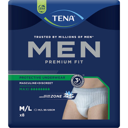 Tena Men Premium Fit Protective Underwear Level 4 Maxi M/l 8 Pack