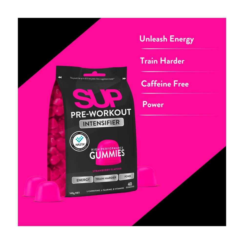 SUP Pre-workout Intensifier High Performance Gummies Strawberry Flavour - 40 Pack