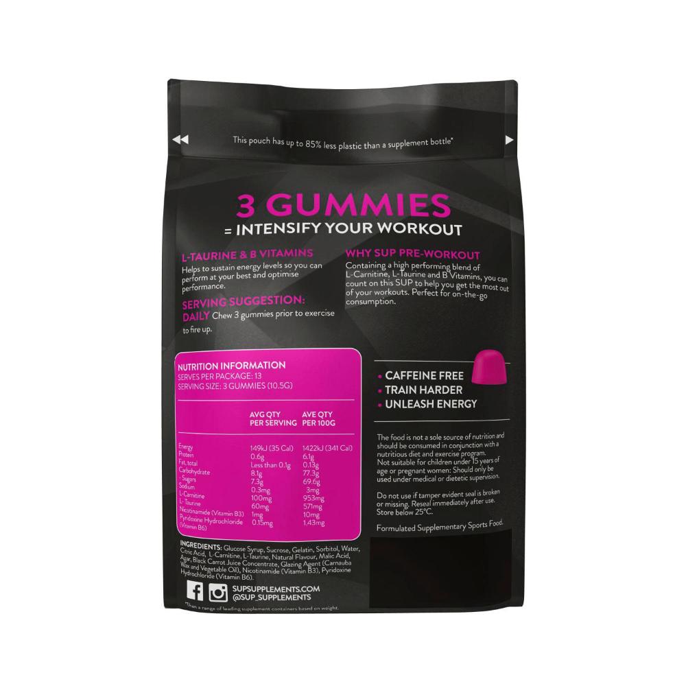 SUP Pre-workout Intensifier High Performance Gummies Strawberry Flavour - 40 Pack