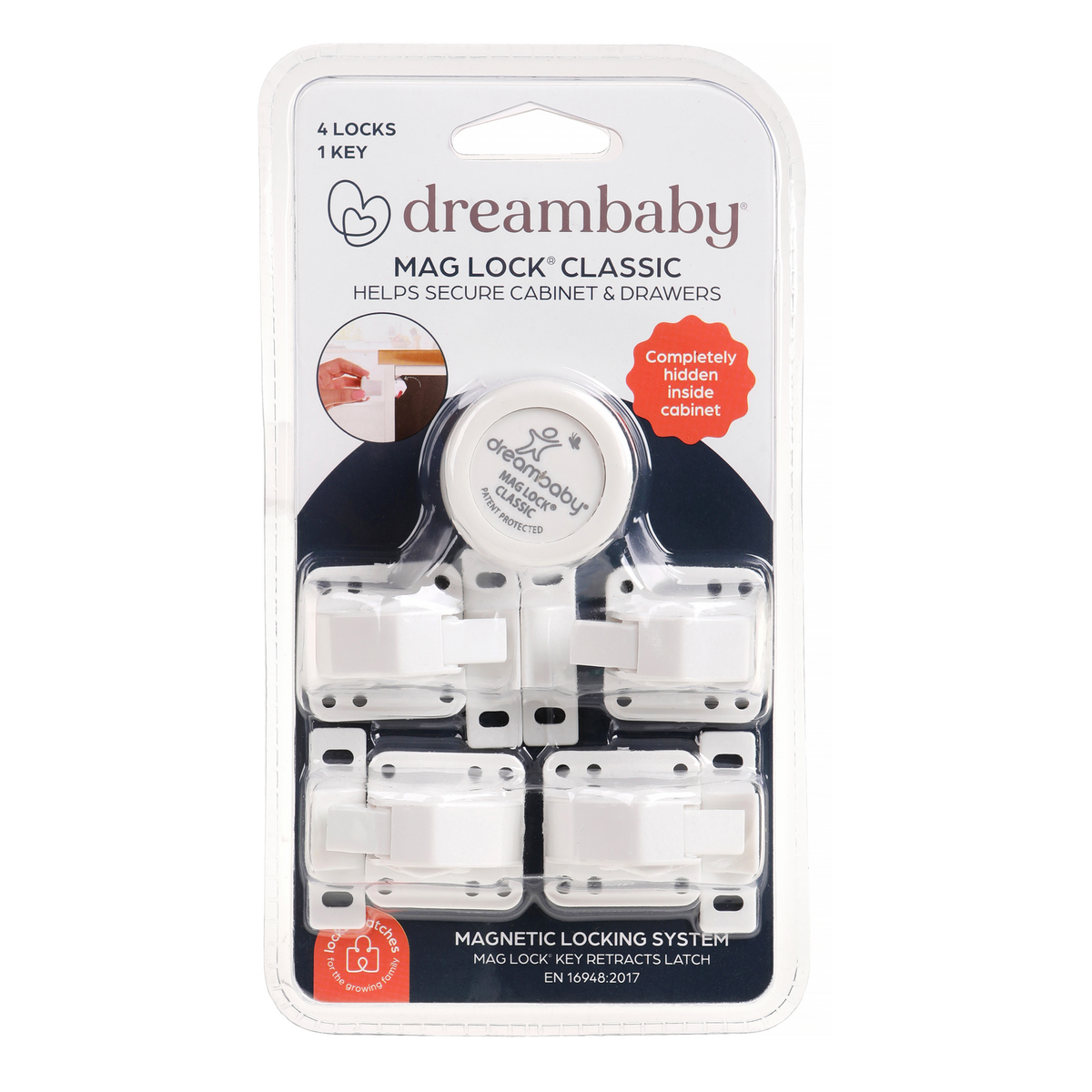Dreambaby Child Safety Mag Lock 4 Magnetic Lock System White ABS Secure
