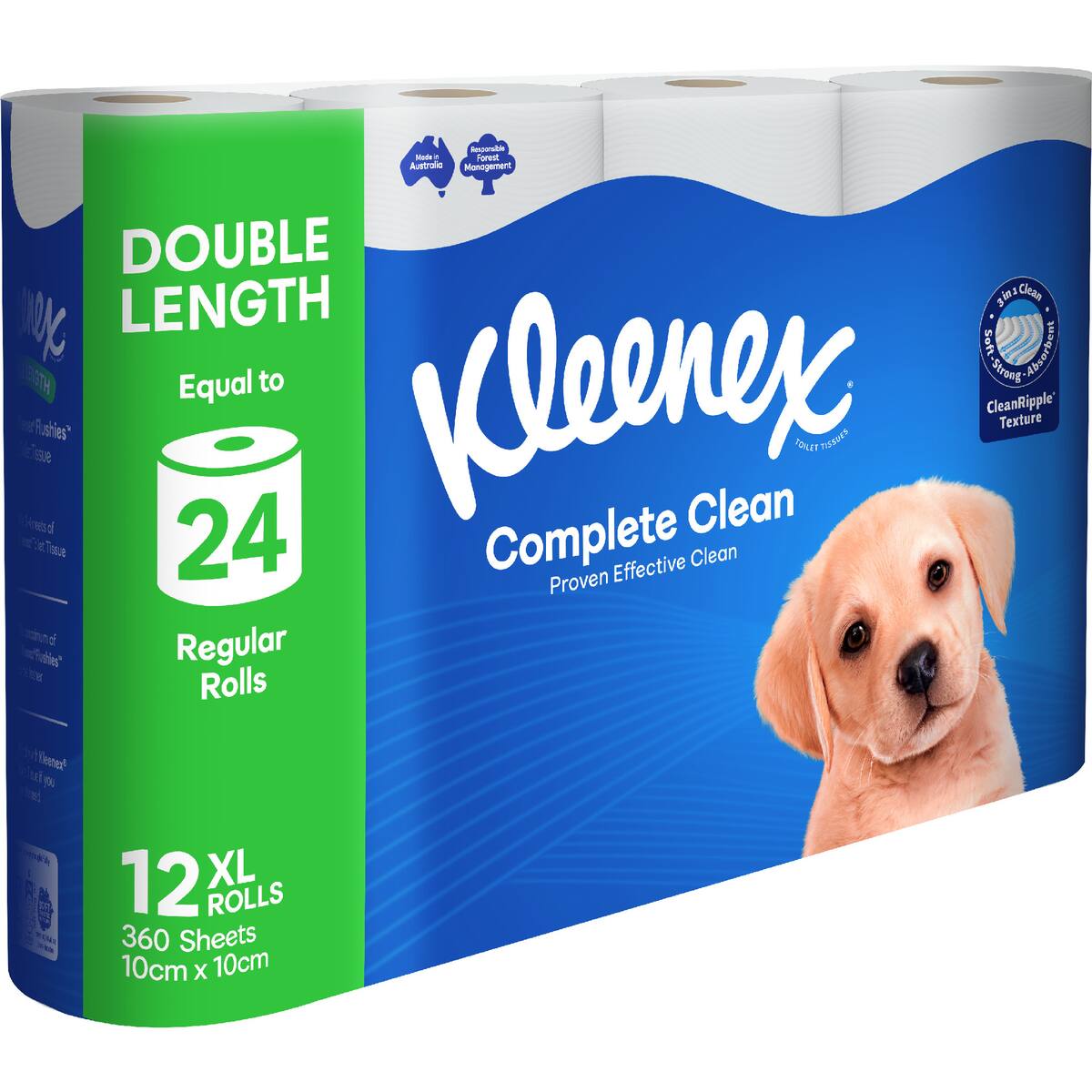 Kleenex Complete Clean Double Length Toilet Paper 12 Pack