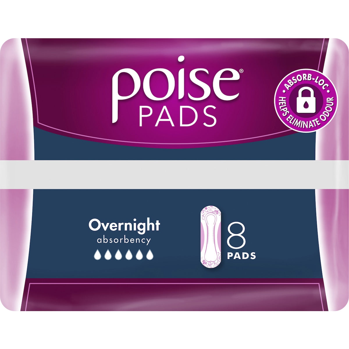 Poise Incontinence Pads Overnight 8 Pack