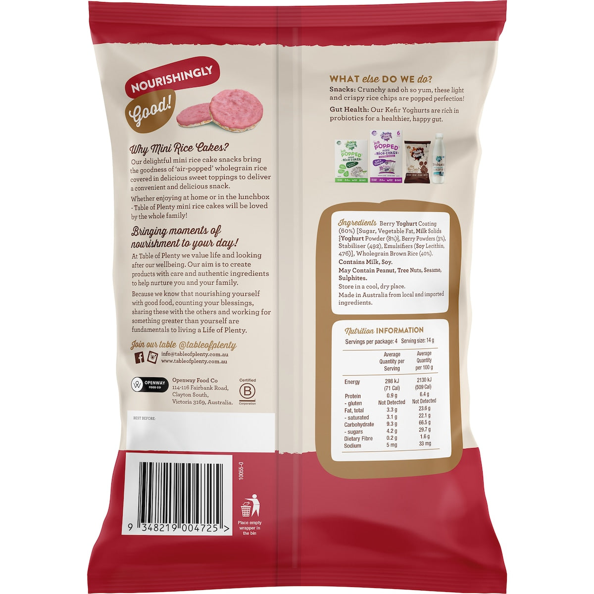Table Of Plenty Mini Rice Cakes Berry Yoghurt 60g