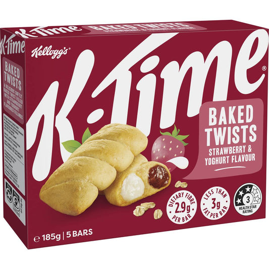 Kellogg's K Time Baked Twists Strawberry & Yoghurt Flavour Snack Bars 5 Pack