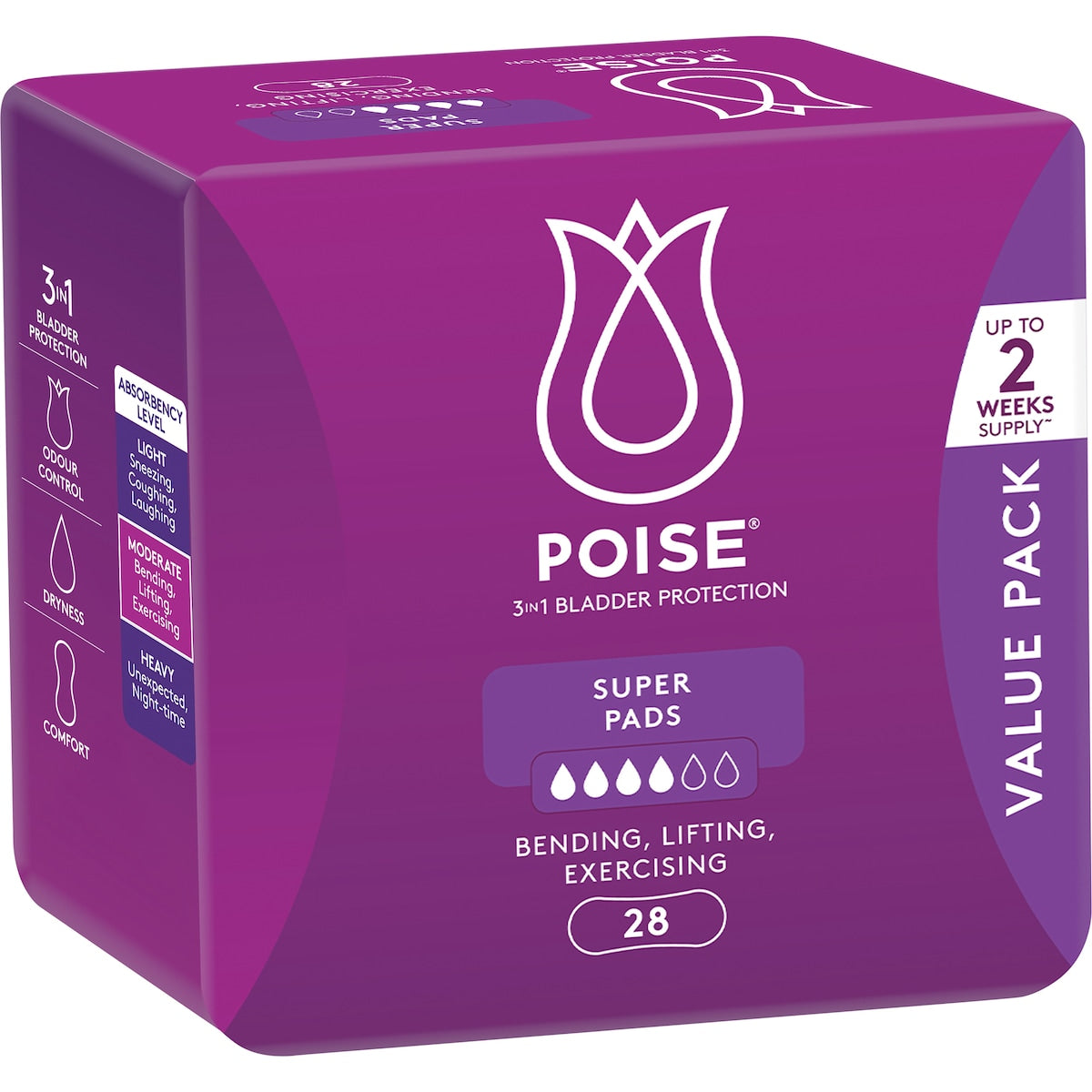 Poise Super Pads Value Absorbency 28 pack
