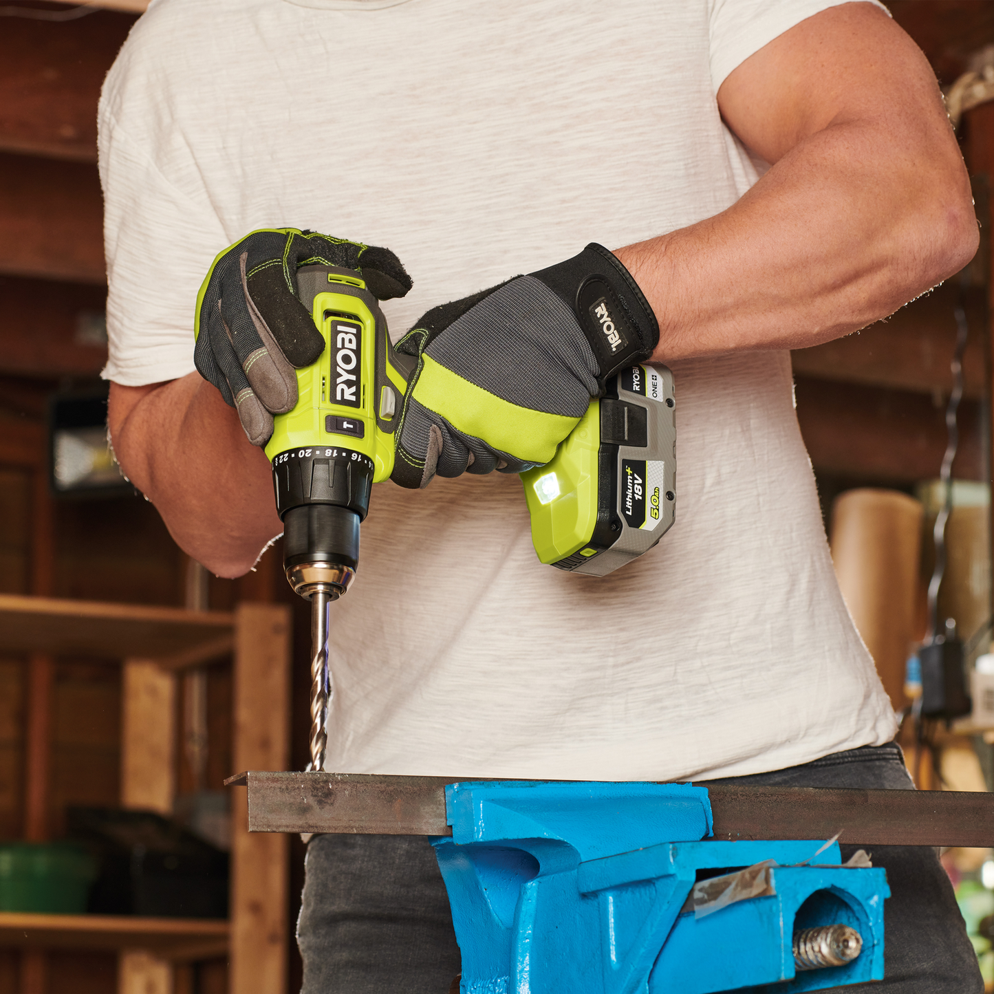 Ryobi Hammer Drill and Impact Driver Kit - 18V ONE+ - 4.0Ah - 180 x 266 x 290mm