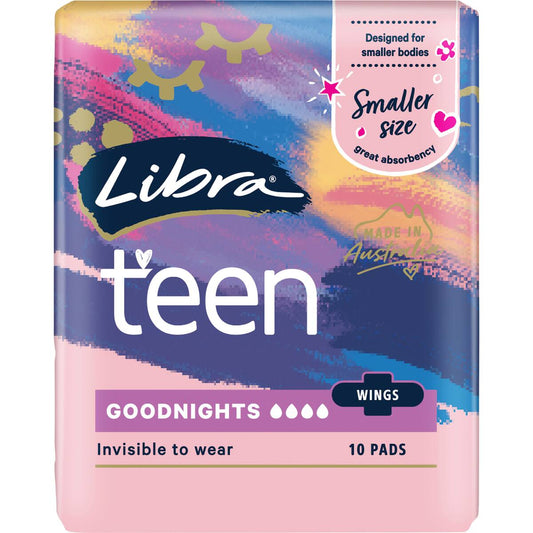 Libra Girl Good Night Pads With Wings 10 Pack