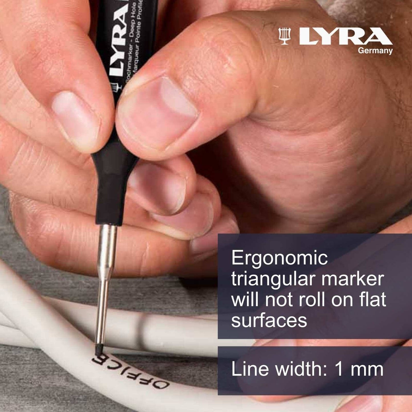 Lyra Black Deep Hole Permanent Construction Marker - 1mm - 35mm