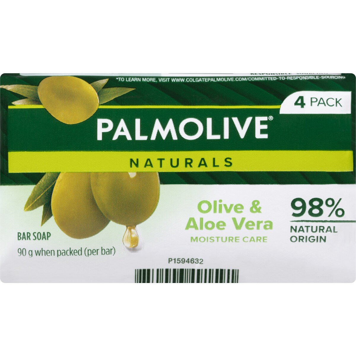 Palmolive Bar Soap Aloe & Olive Extracts Naturals 90g X4 Pack