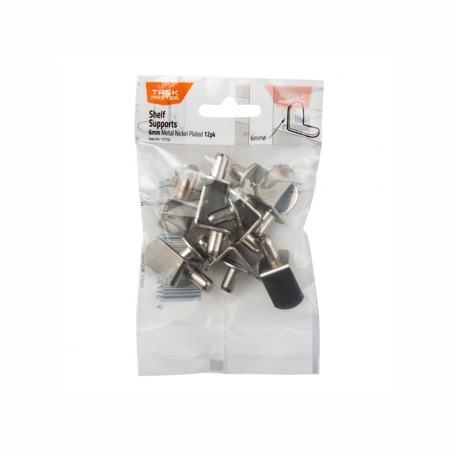 Taskmaster Metal Shelf Supports - 6mm - 12 Pack