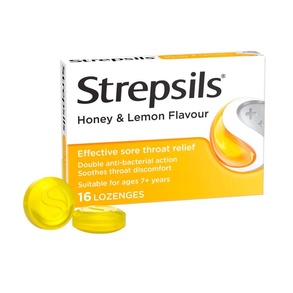 Strepsils Double Antibacterial Soothing Sore Throat Lozenges Honey And Lemon - 16 pack