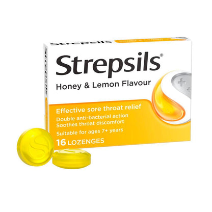 Strepsils Double Antibacterial Soothing Sore Throat Lozenges Honey And Lemon - 16 pack