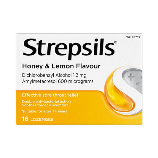 Strepsils Double Antibacterial Soothing Sore Throat Lozenges Honey And Lemon - 16 pack