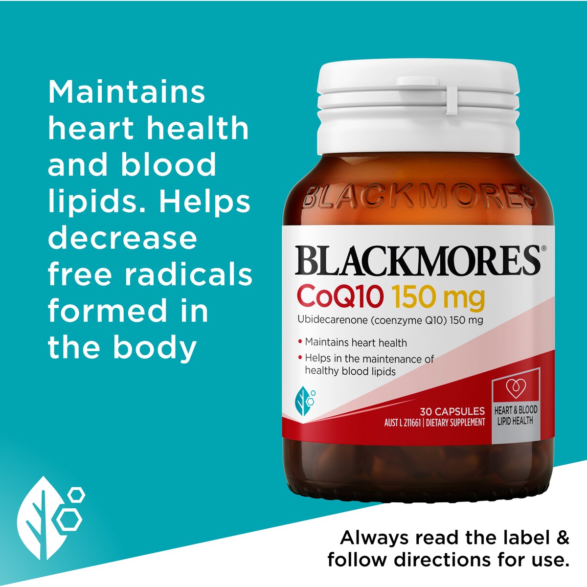 Blackmores CoQ10 150mg Heart Health Vitamin Capsules 30 pack