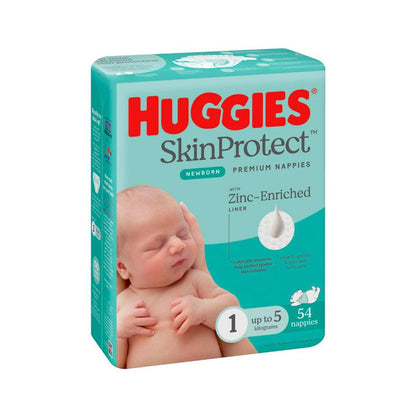 Huggies Skin Protect Newborn Nappies Size 1 - 54 Pack