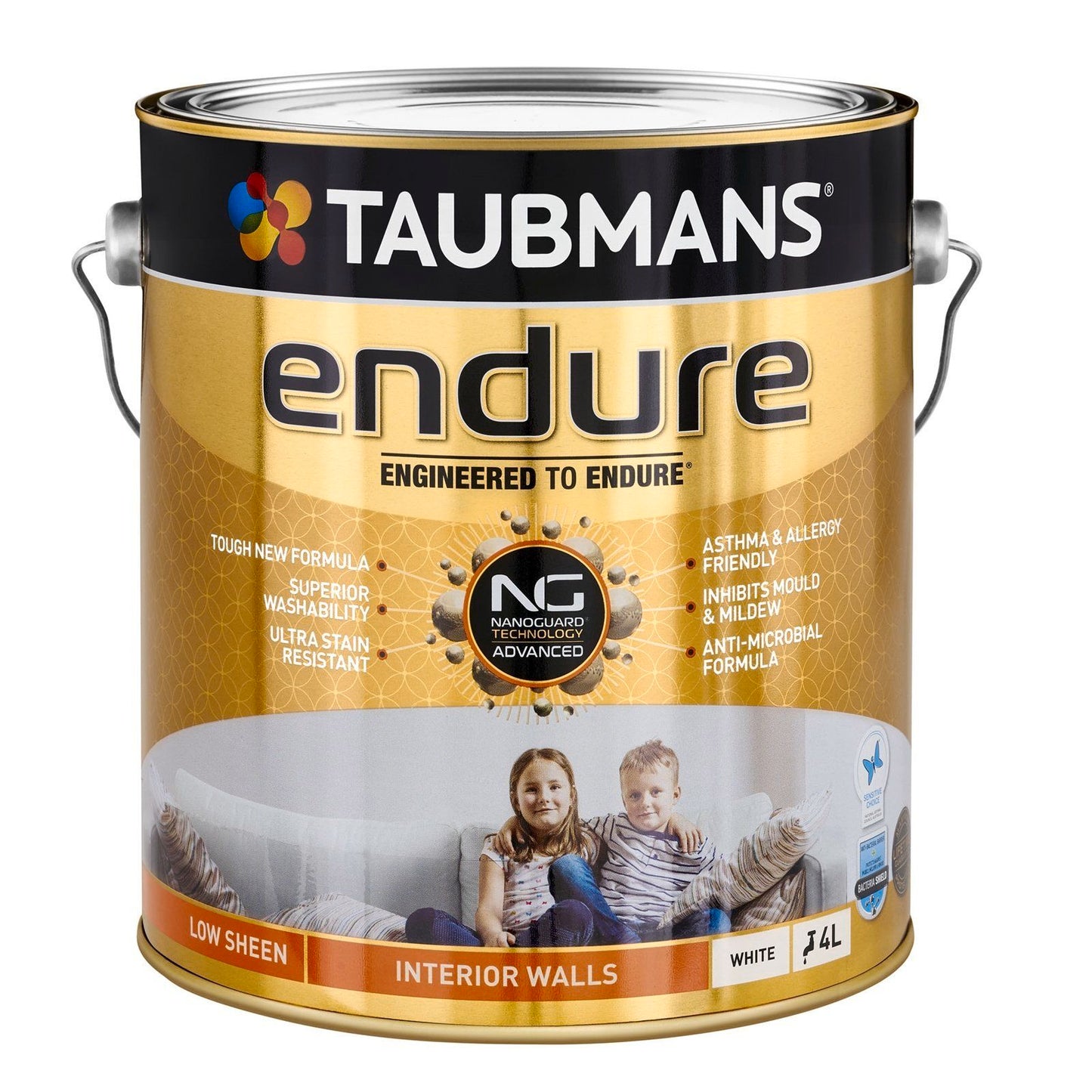 Taubmans White Low Sheen Endure Interior Walls Paint - 4L