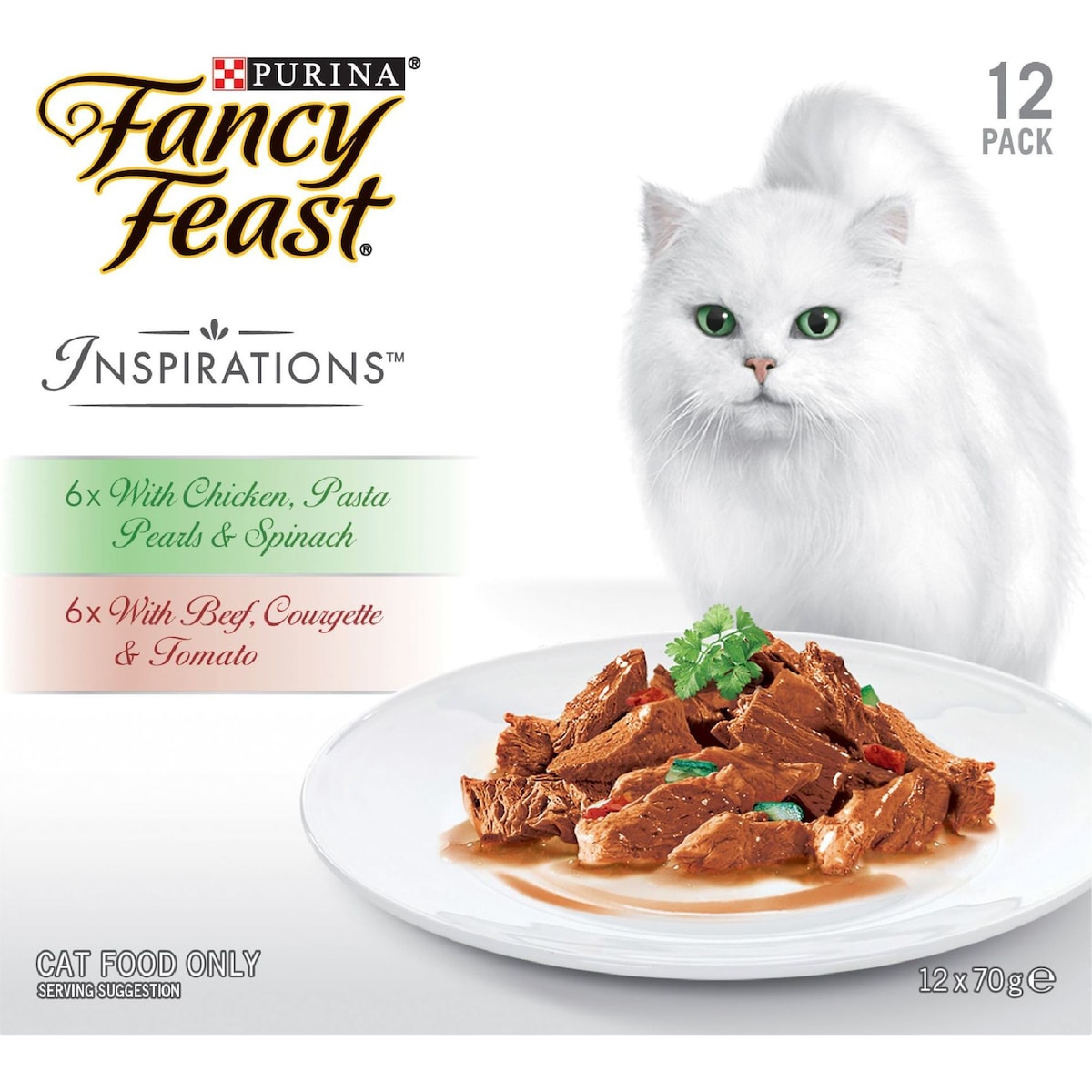 Fancy Feast Inspirations Wet Cat Food Beef & Chicken 70g X 12 Pack