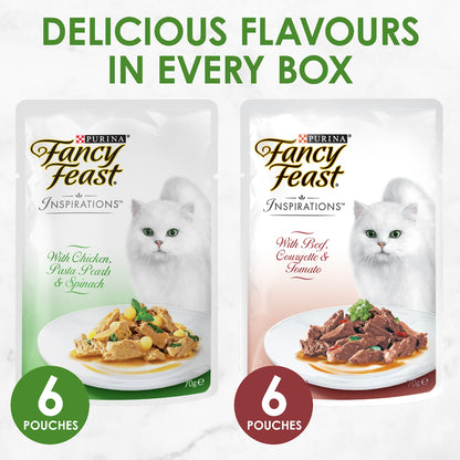 Fancy Feast Inspirations Wet Cat Food Beef & Chicken 70g X 12 Pack