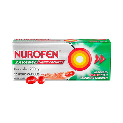 Nurofen Zavance Fast Pain Relief 200mg Ibuprofen Liquid Capsules - 20 pack