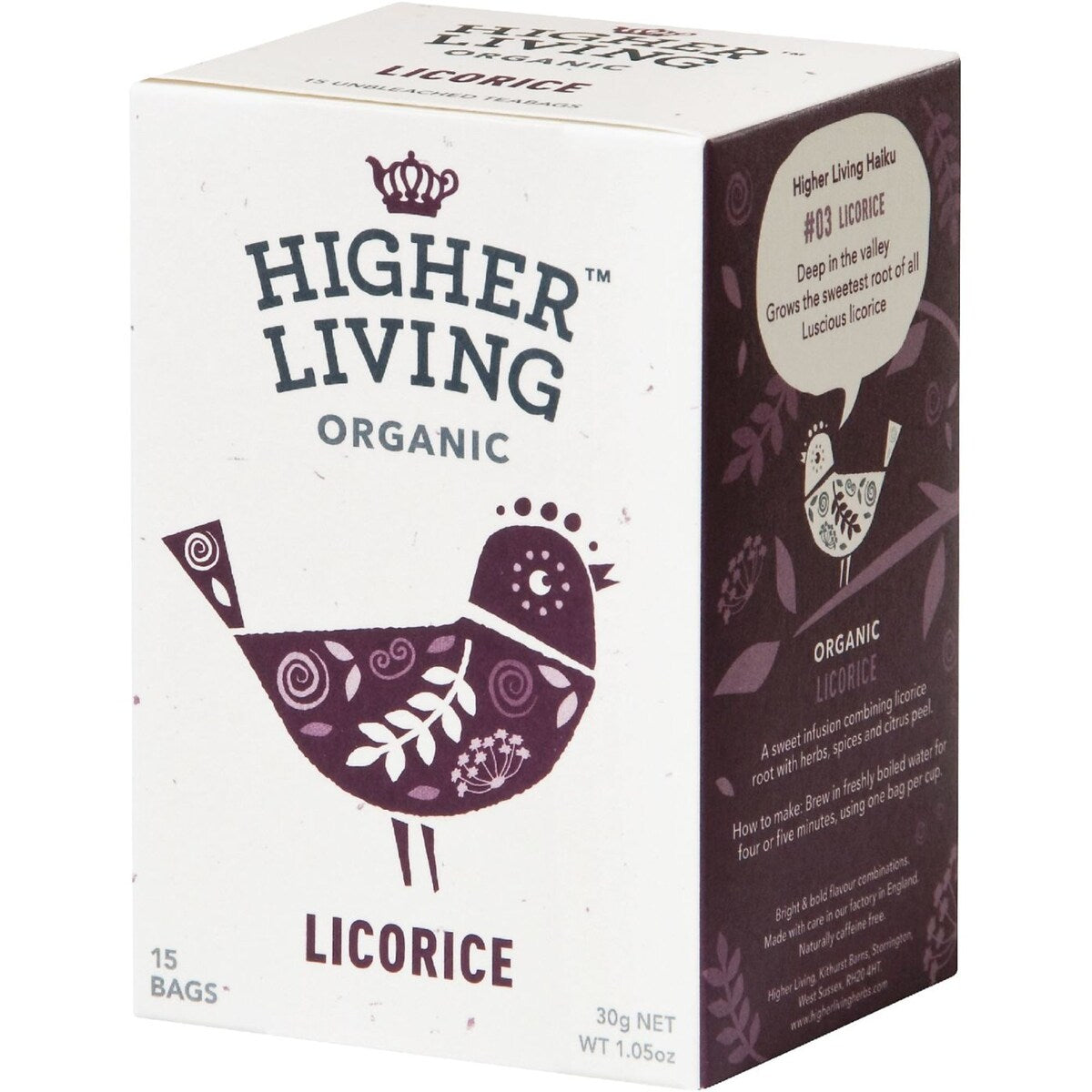 Higher Living Licorice Tea Bags 15 pack