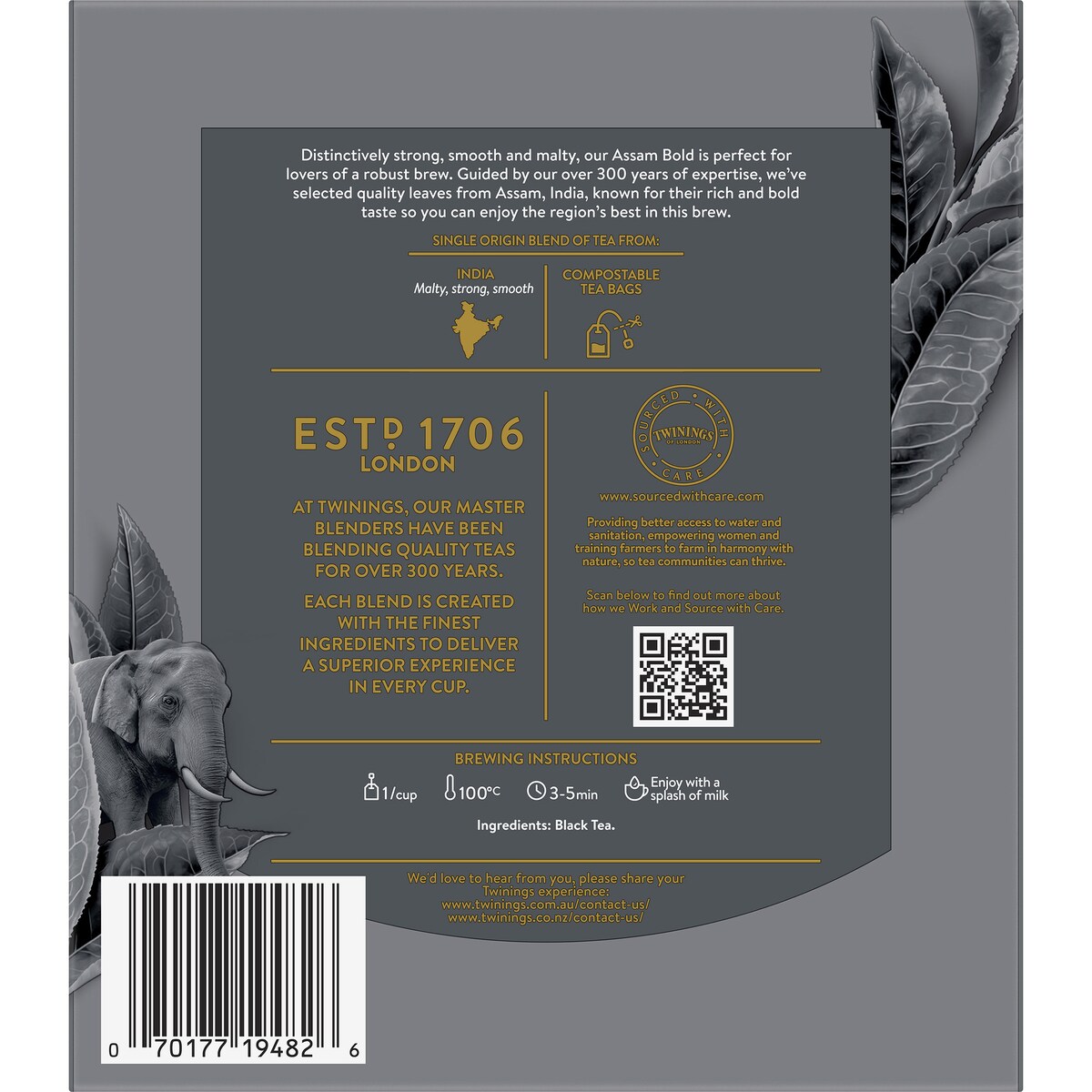 Twinings Assam Bold Black Tea Bags 80 pack