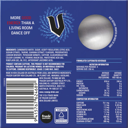 V Energy Blue 250ml X 4 Pack