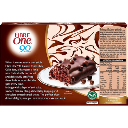 Fibre One 90 Calorie Triple Choc Cake Snack Bars 4 Pack