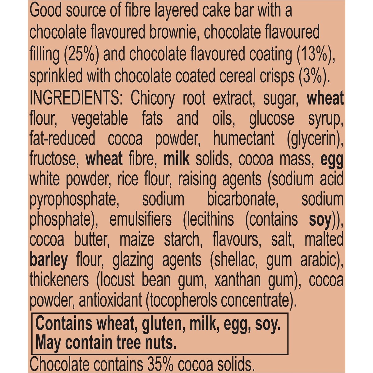Fibre One 90 Calorie Triple Choc Cake Snack Bars 4 Pack