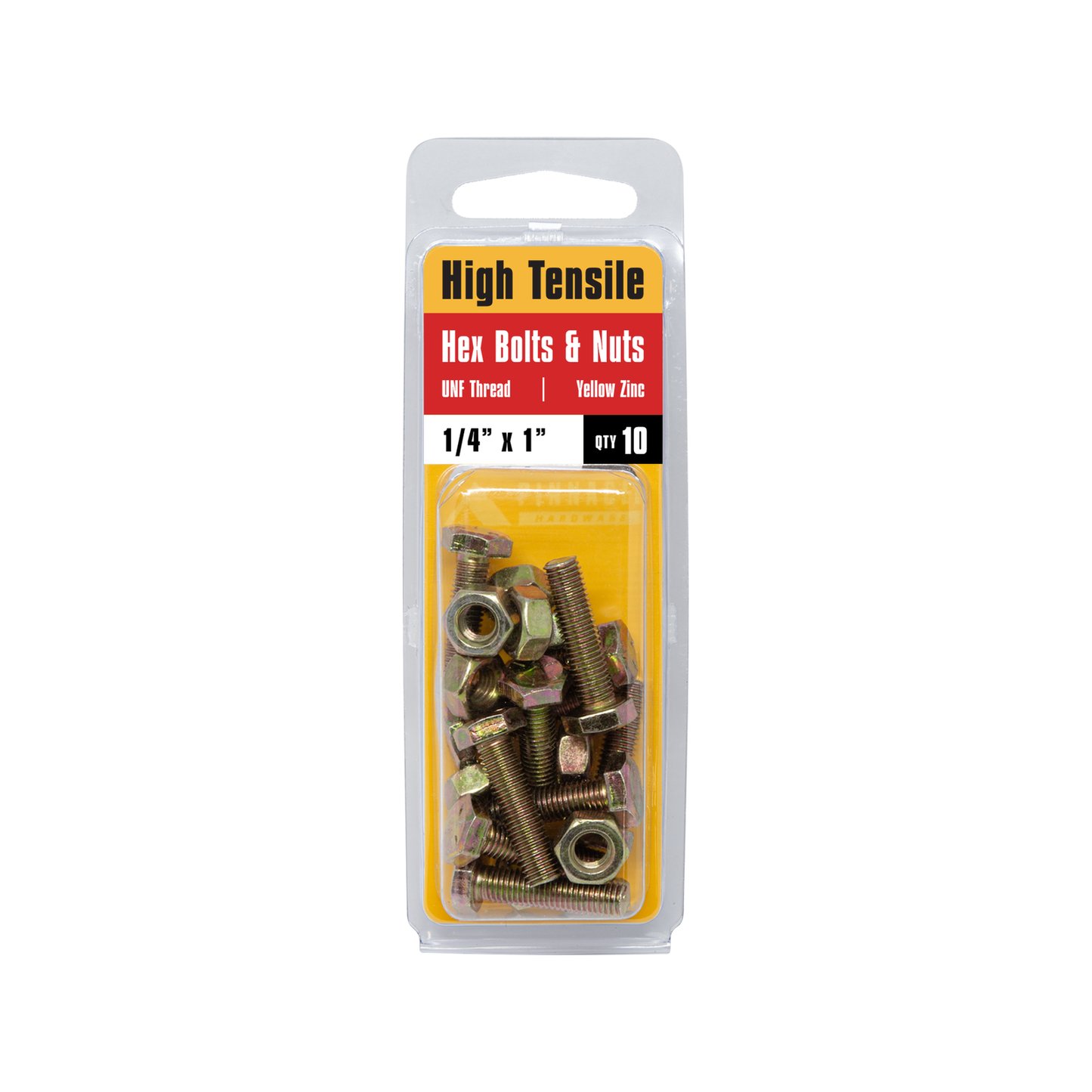 Pinnacle Hex Bolt and Nut - 1/4 x 1" - Yellow - 10 Pack