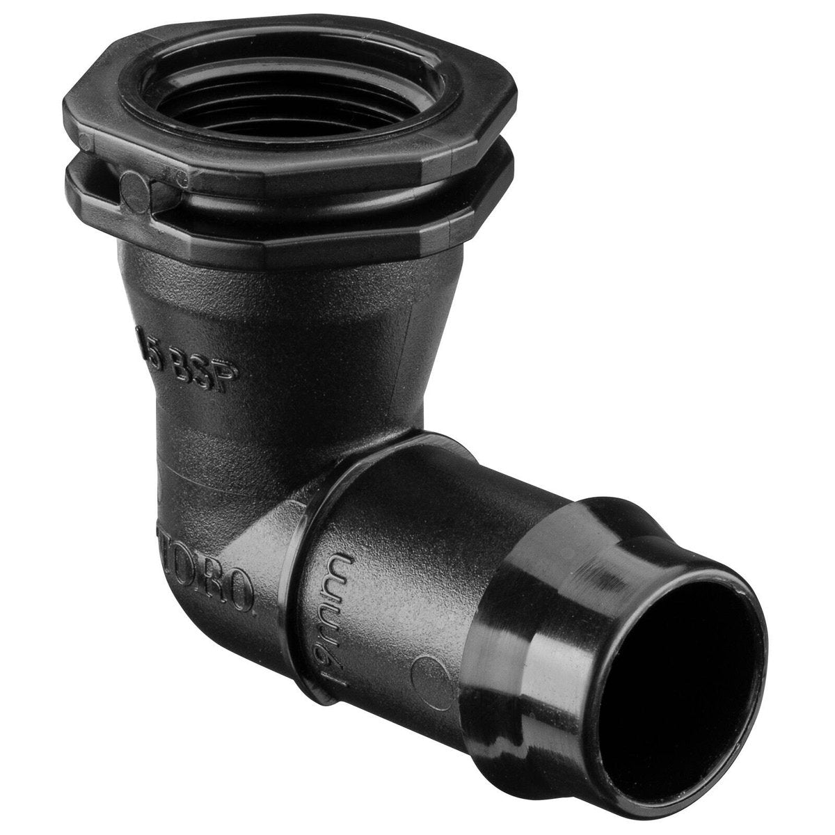 Toro Poly Elbow 19mm Barbed x 15mm BSP Thread - Durable Poly - 1000kPa