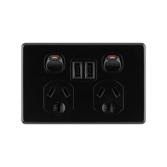 Deta X6 Double Power Point With Dual USB Charger