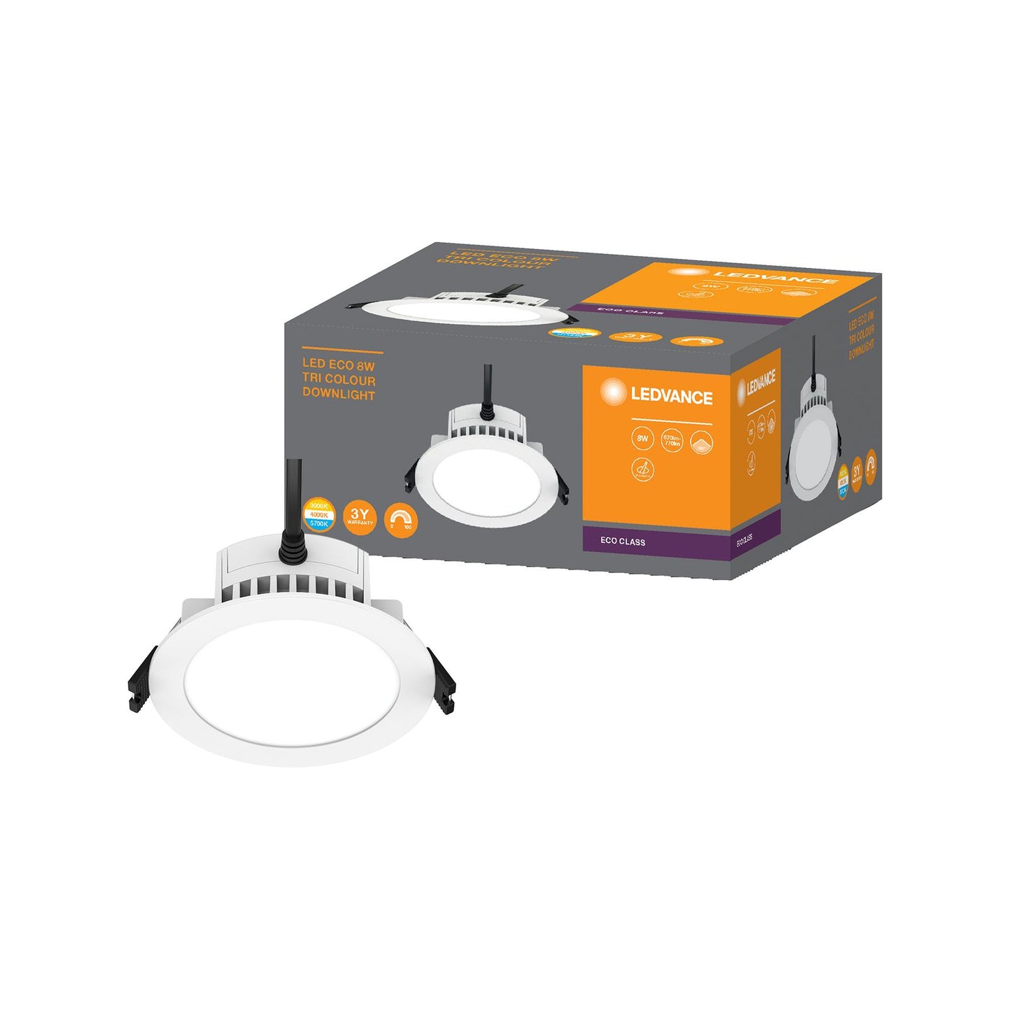 Ledvance Fixed Tri Colour LED Downlight - 8W - 123mm