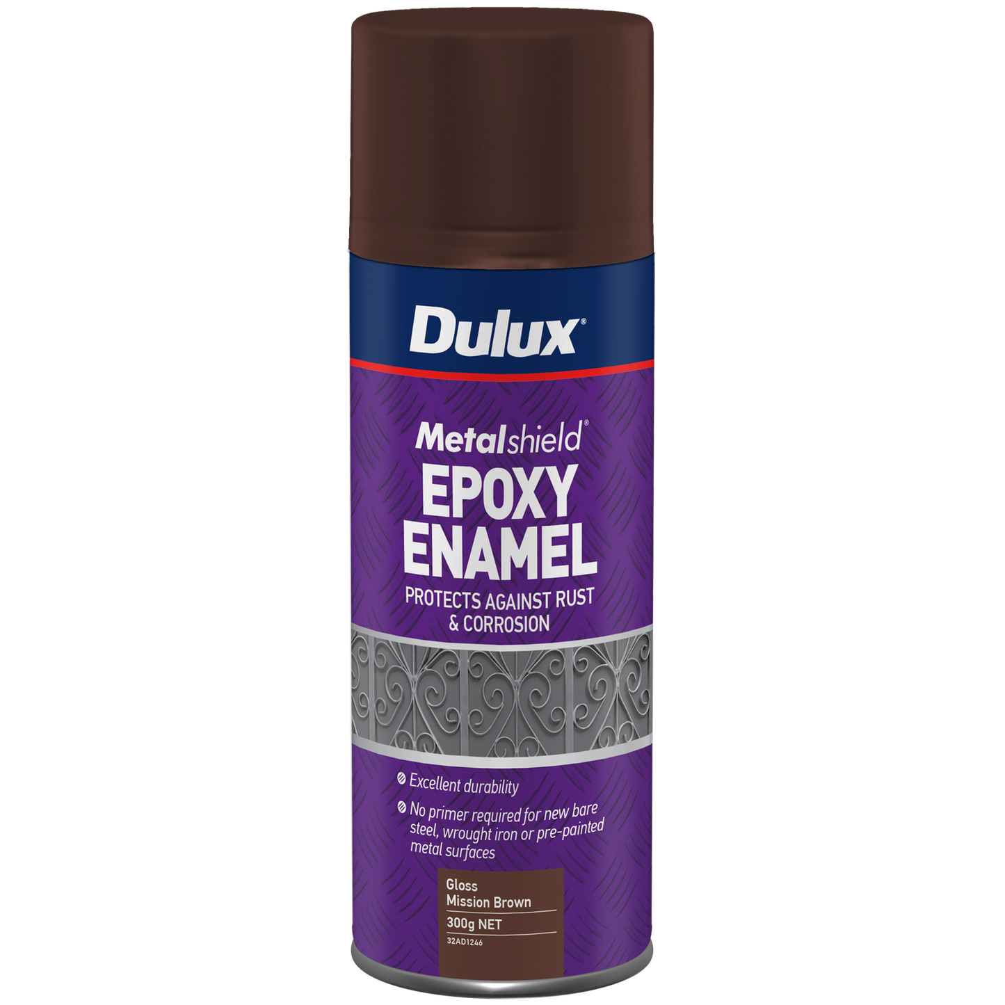 Dulux Metalshield Epoxy Enamel Gloss Spray Paint - 300g - Mission Brown