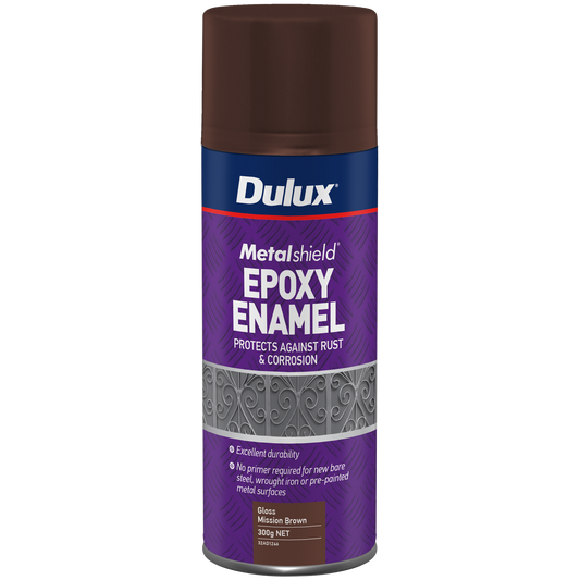 Dulux Metalshield Epoxy Enamel Gloss Spray Paint - 300g - Mission Brown