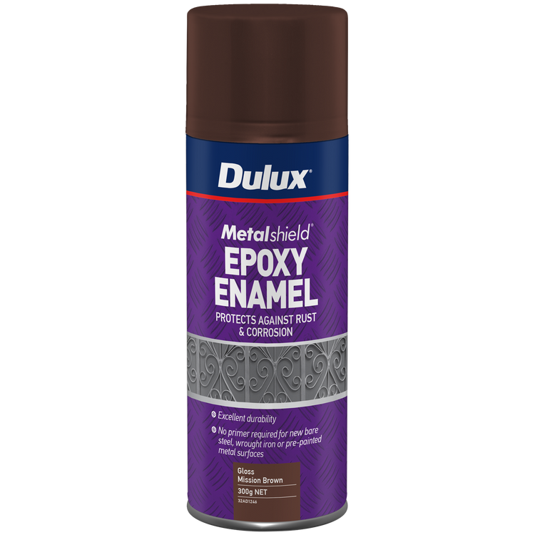 Dulux Metalshield Epoxy Enamel Gloss Spray Paint - 300g - Mission Brown