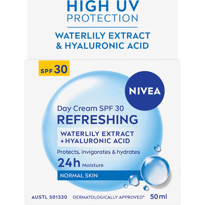 Nivea Refreshing Day Cream Face Moisturiser Spf 30 50ml