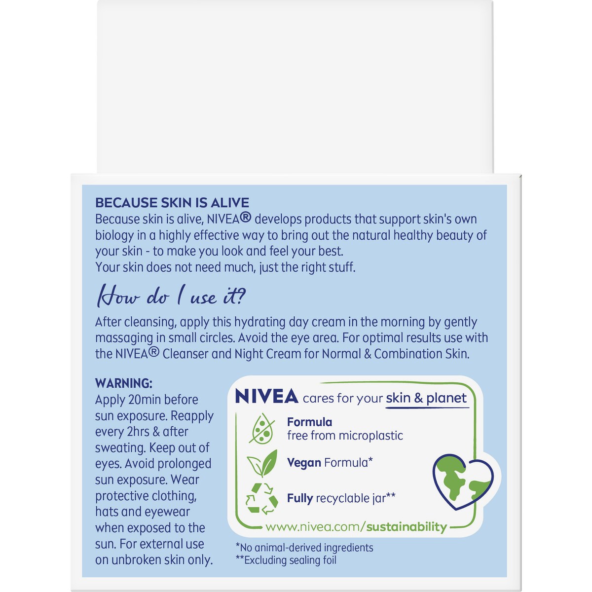 Nivea Hydrating Day Face Cream Moisturiser With Spf30 50ml