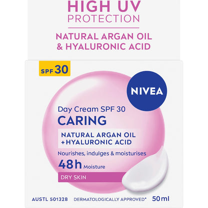 Nivea Caring Day Cream Face Moisturiser Spf 30 50ml