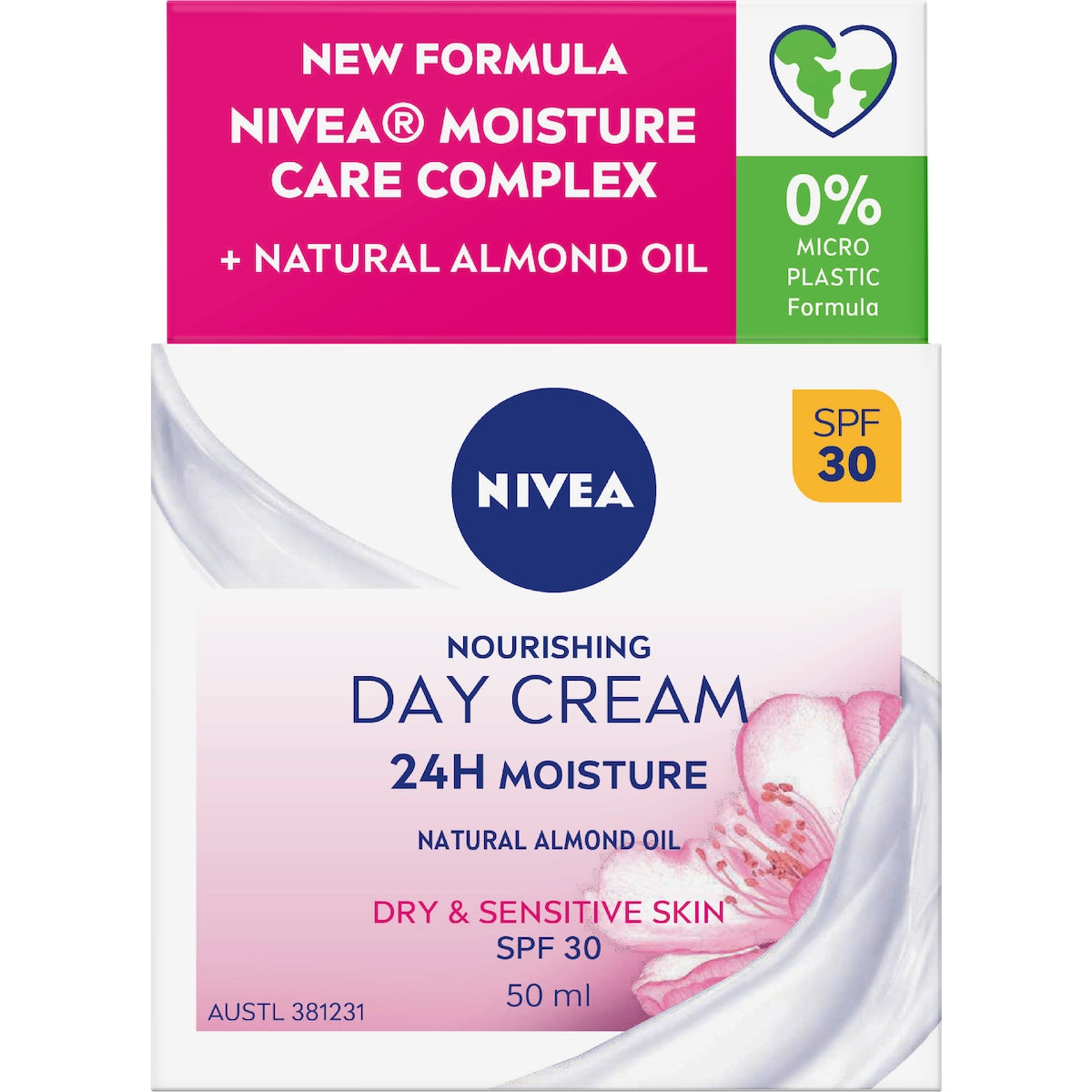Nivea Caring Day Cream Face Moisturiser Spf 30 50ml