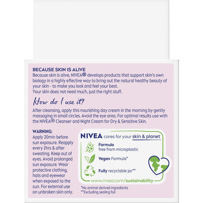 Nivea Nourishing Day Face Cream Moisturiser With Spf30 50ml